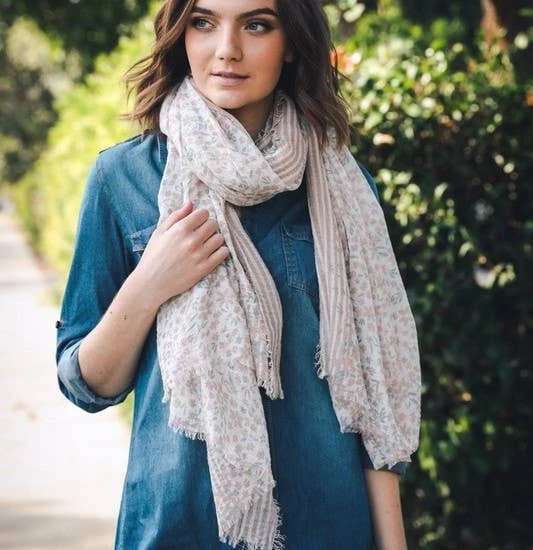 Flash Sale 🌟 Leto Accessories Clothing, Accessories & Mens Soft Stripe And Bloom Spring Scarf 🤩 1 Leto Accessories Clothing, Accessories & Mens Soft Stripe And Bloom Spring Scarf