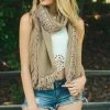 Leto Accessories Clothing, Accessories & Mens Frayed Stitch Tassel Trim Lightweight Scarf - Mocha
