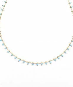 Topaz & Pearl Turquoise Confetti Beaded Choker