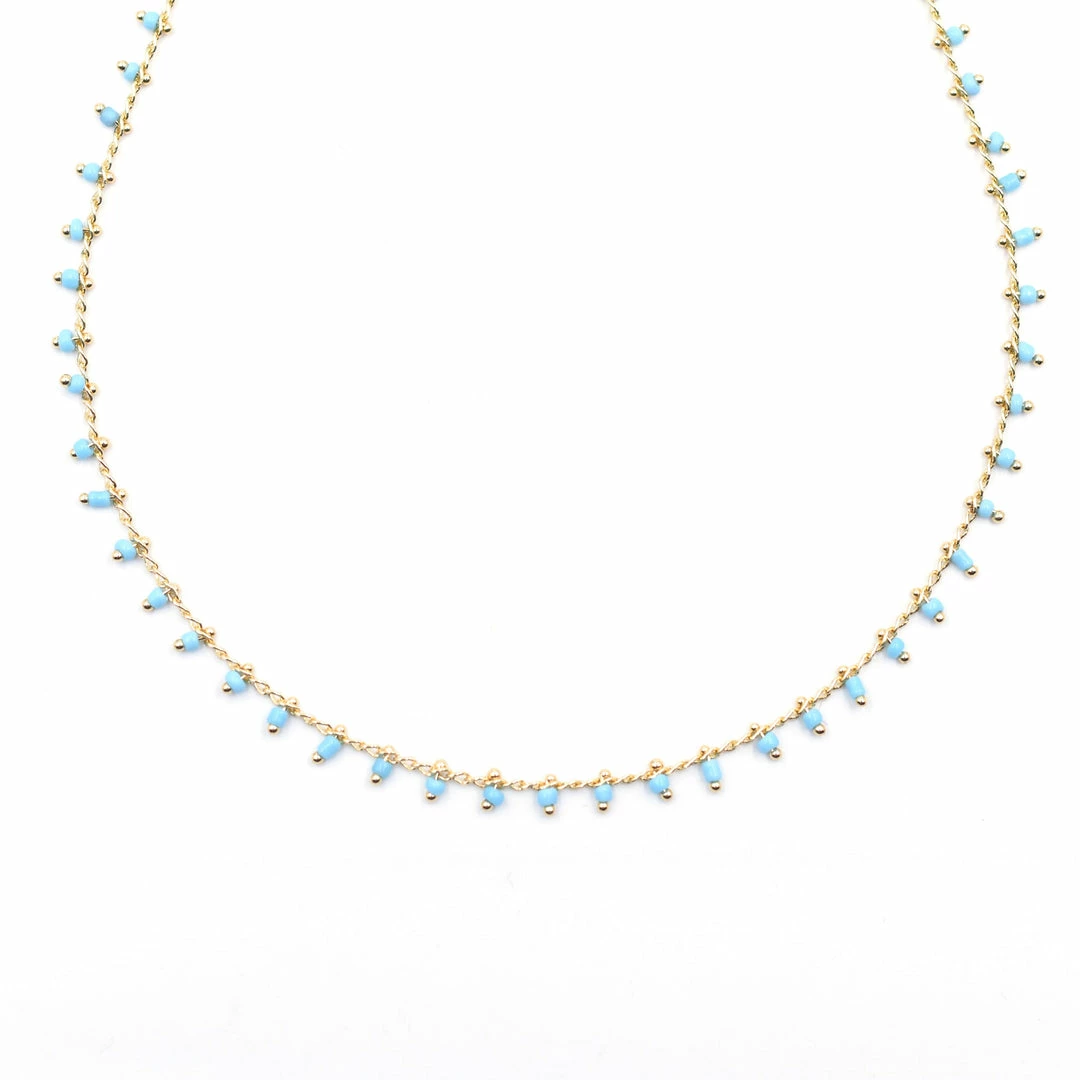 Brand new 👏 Topaz & Pearl Turquoise Confetti Beaded Choker ❤️ 1 Topaz & Pearl Turquoise Confetti Beaded Choker