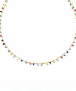 Topaz & Pearl Rainbow Confetti Short Necklace