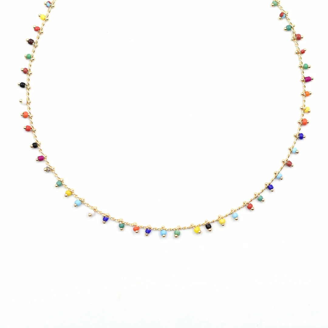 Coupon 🎉 Topaz & Pearl Rainbow Confetti Short Necklace 🔥 1 Topaz & Pearl Rainbow Confetti Short Necklace