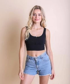 Leto Accessories Black Ribbed Hook Eye Brami Clothing, Accessories & Mens