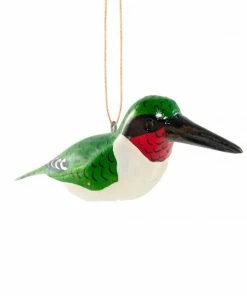 Ornaments 4 Orphans Ruby-Throated Hummingbird Wood Bird Ornament