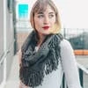 Leto Accessories Clothing, Accessories & Mens Grey Pointelle Fringe Infinity Scarf
