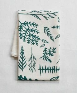 Hearth And Harrow Woodland Ferns Tea Towel (Green)