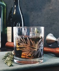 Monster Dance Designs Kitchen & Bar Rosemary Etched Whiskey Glass