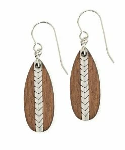 Treeline And Tide Chevron Short Silver Earrings Clothing, Accessories & Mens