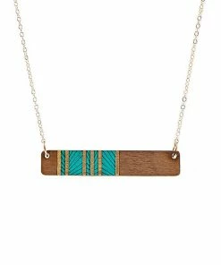 Treeline And Tide Lines Medium Teal Necklace