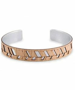 Treeline And Tide 1/2" Chevron Cherry & Silver Cuff
