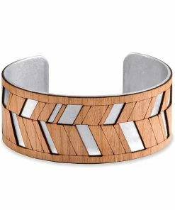 Treeline And Tide 1" Chevron Cherry & Silver Cuff