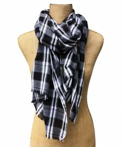 Chloe & Lex Clothing, Accessories & Mens Jordan Cotton Plaid Scarf - BlackWhite
