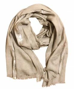 Chloe & Lex Ash Cotton Lurex Scarf Beige