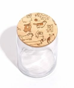 Lucca Dogs Wood Lid Glass Jar Kitchen & Bar