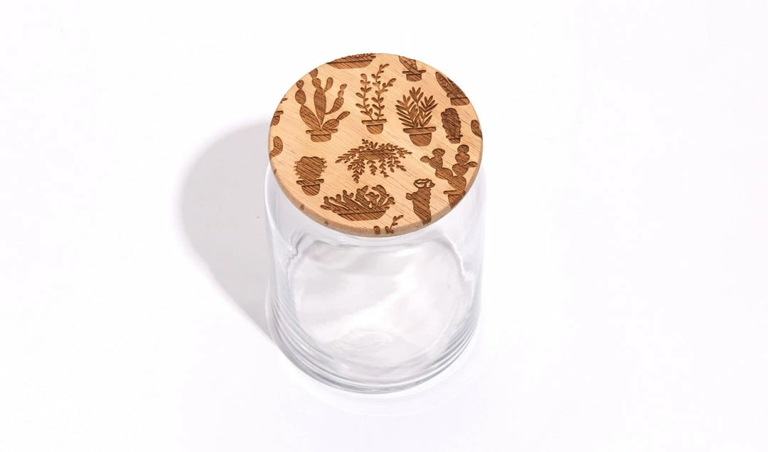 Promo ✨ Lucca Succulents Wood Lid Glass Jar ✨ 1 Lucca Succulents Wood Lid Glass Jar