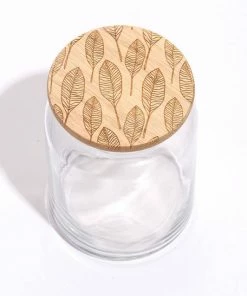Lucca Soft Feather Wood Lid Glass Jar