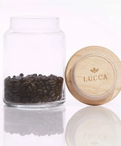 Lucca Kitchen & Bar Mountains Wood Lid Glass Jar