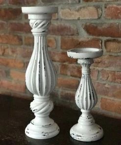 Drew Derose Design White Distressed Pillar Candle Holder Set Poppy Picks