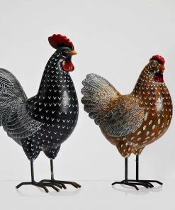 Drew Derose Design Rooster & Hen Figurine Set