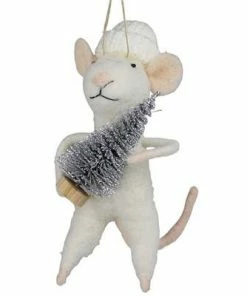 HomArt Felt White Mouse With Tree Ornament