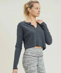 Mono B Clothing, Accessories & Mens Deep Notch Collar Crop Pullover