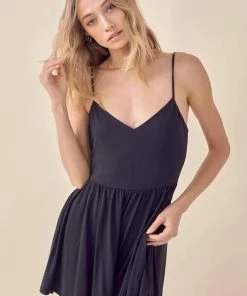 Lush Clothing Black Cross Back Romper