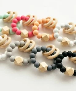 Babe Basics Baby & Pets Silicone & Beechwood Hex Silicone Teether