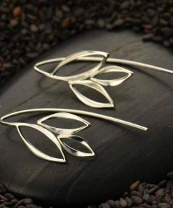 Nina Designs Sterling Silver Ear Hook With Marquis Leaves 32x13mm Clothing, Accessories & Mens