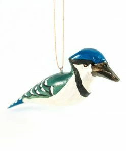 Ornaments 4 Orphans Seasonal Blue Jay Wood Bird Ornament