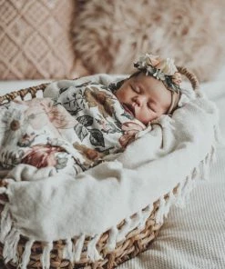 Mini Scout, LLC Baby & Pets White Garden Floral Swaddle