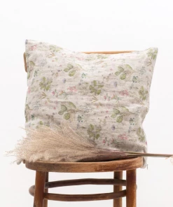 Linen Tales Linen Floral Print Cushion Cover With Insert Pillows