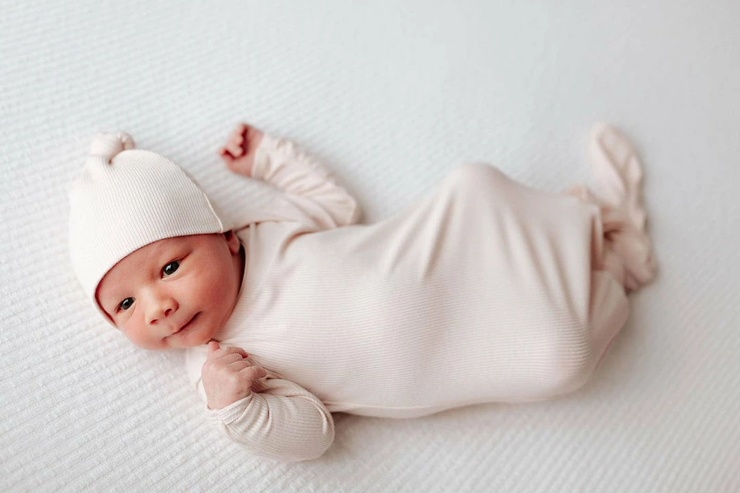 Best Sale 🌟 Three Little Tots Ribbed Sandy Tan Knotted Gown Baby & Pets 🔥 1 Three Little Tots Ribbed Sandy Tan Knotted Gown Baby & Pets