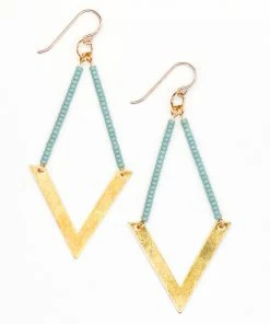 Topaz & Pearl Geometric Chevron Turquoise Earrings Clothing, Accessories & Mens