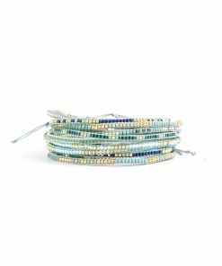 Splendid Iris Blues Woven & Beaded Bracelet Clothing, Accessories & Mens