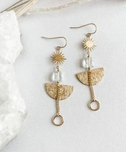 Red Giraffe Designs Clothing, Accessories & Mens Clear Quartz Star Drop Earrings