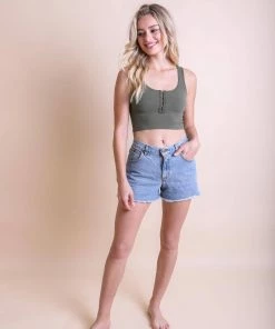 Leto Accessories Olive Ribbed Hook Eye Brami