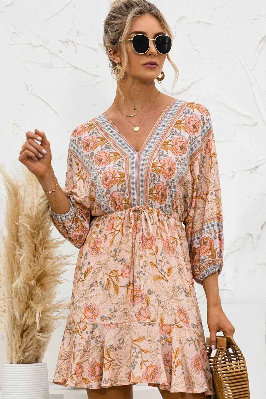 Best Sale 🔔 ESLEY Floral Print V Neckline Mini 👗 Dress Clothing, Accessories & Mens 💯 1 ESLEY Floral Print V Neckline Mini Dress Clothing, Accessories & Mens
