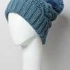 Leto Accessories Blue Thermal Lining Cable Knit Beanie