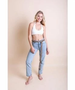 Leto Accessories White Padded Halter Bralette