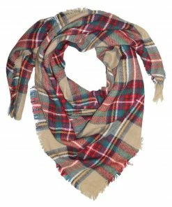 Jeanne Simmons Accessories Beige And Gray Plaid Blanket Scarf Clothing, Accessories & Mens
