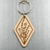 Steamer Lane Design Wildflower Wood Keychain Clothing, Accessories & Mens