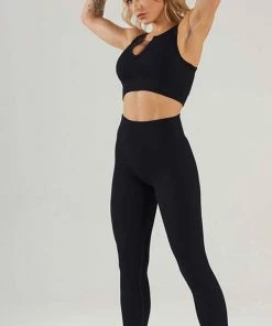 ESLEY Black Ribbed Knitted Two Pieces Activewear Clothing, Accessories & Mens
