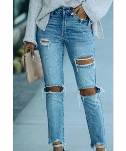 Ironsupersponge Clothing, Accessories & Mens Light Wash Distressed Skinny Jeans