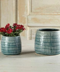 47th & Main (Creative Brands) Cream And Gray Planter, Large Vases