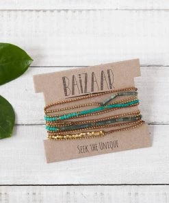 Baizaar Macrame Turquoise Beaded Wrap Bracelet And Necklace Combo Clothing, Accessories & Mens