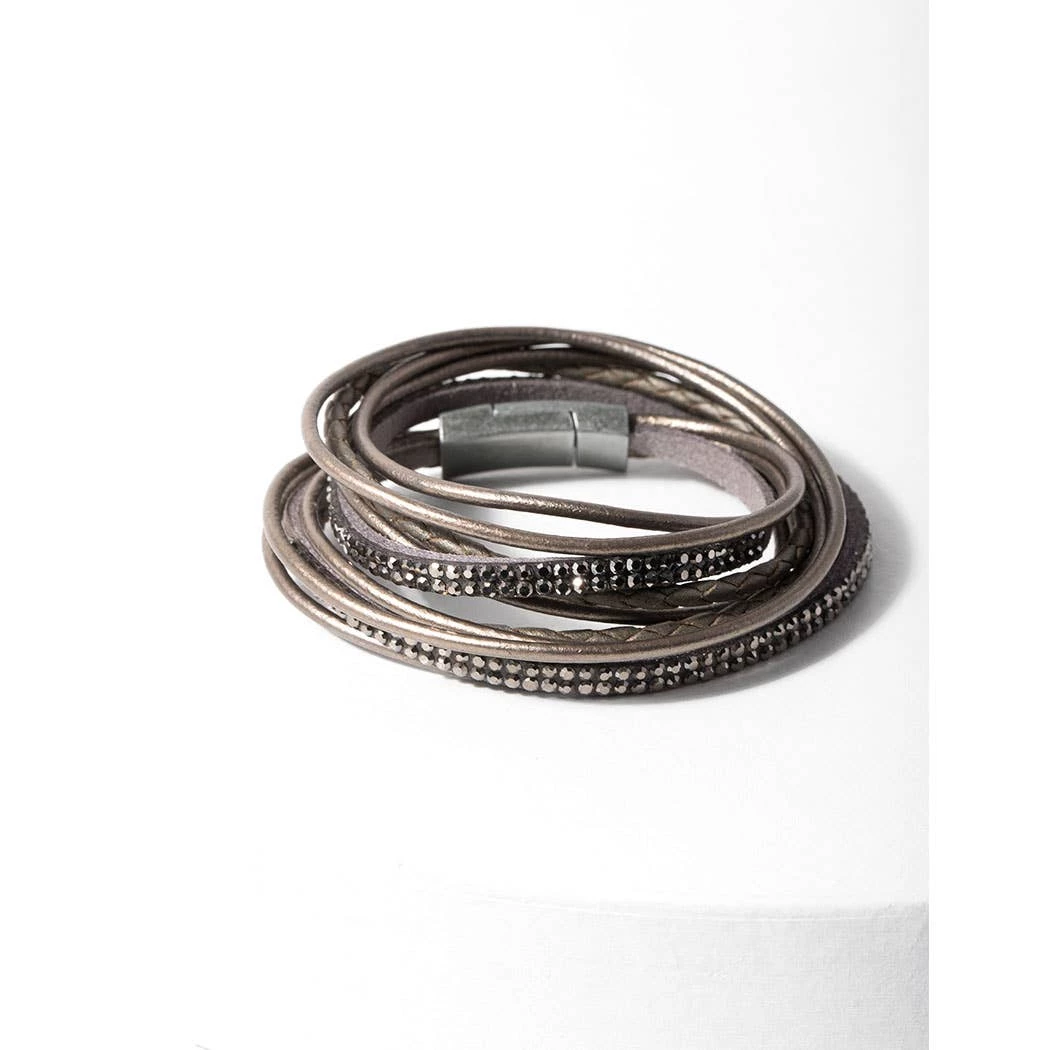 Cheapest ✨ SAACHI Clothing, Accessories & Mens Urban Wrap Crystal Stackable PU Leather Bracelet 🤩 1 SAACHI Clothing, Accessories & Mens Urban Wrap Crystal Stackable PU Leather Bracelet