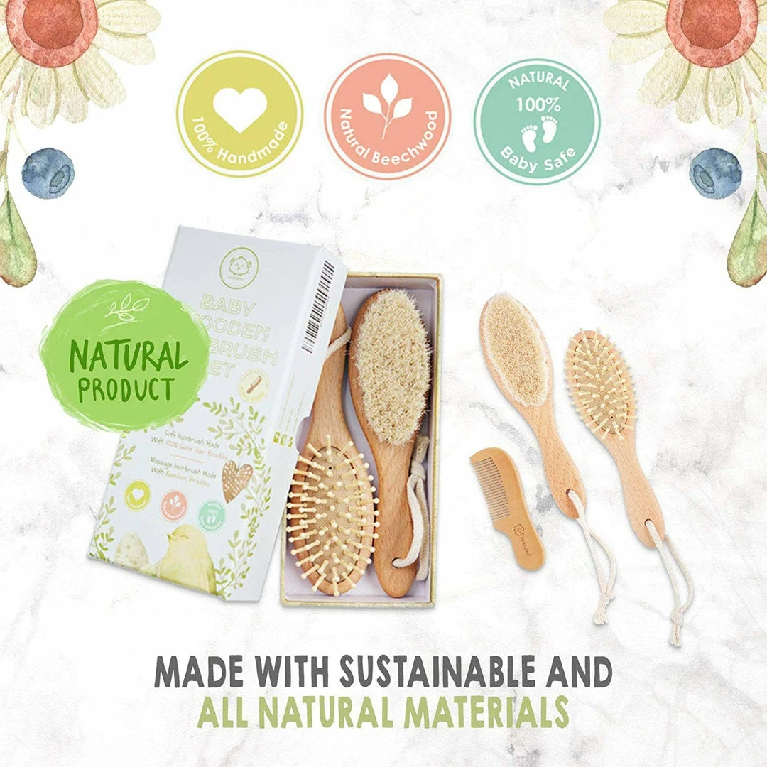 Flash Sale ⭐ KeaBabies Baby Hair Brush And Comb Set For Newborn Bath & Body ✔️ 2 KeaBabies Baby Hair Brush And Comb Set For Newborn Bath & Body