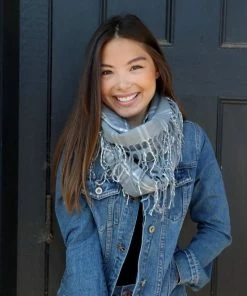 Panache Accessories Blue And Cream Plaid Infinity Scarf Clothing, Accessories & Mens