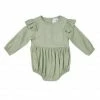 Babe Basics Baby & Pets Sage Flutter Sleeve Linen Baby Romper