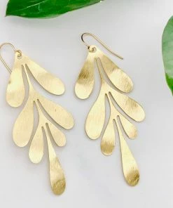 Red Giraffe Designs Textured Boho Brass Vine Earrings Clothing, Accessories & Mens